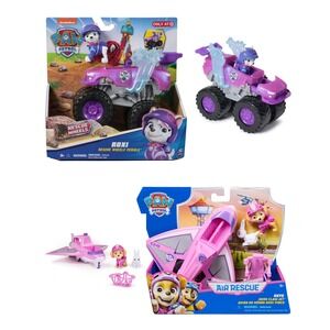 Lot of 2 PAW Patrol Roxi Rescue Wheels Vehicle &‎ Air Rescue Skye Hero Claw Jet